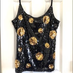 LOVE J BLACK & GOLD SEQUIN TANK / CAMISOLE